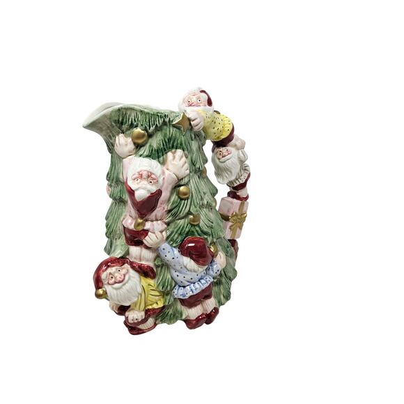 Vintage Fitz Floyd 1989 Ceramic Christmas Tree Elf Pitcher Kitsch Holiday - Picture 3 of 7